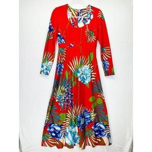 Tori Richard Honolulu Hawaiian Floral Maxi Dress Sz 10 Vintage Davison’s